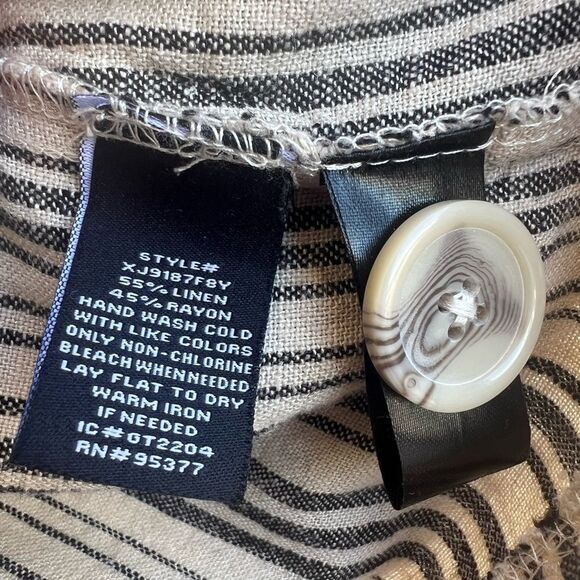 Anthropologie Sanctuary Linen Blazer Jacket Striped Minimalist Large - Picture 4 of 5